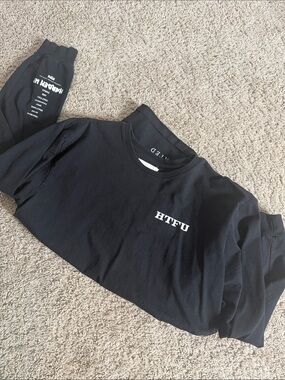 Black HTFU Graphic Long Sleeve Tee by